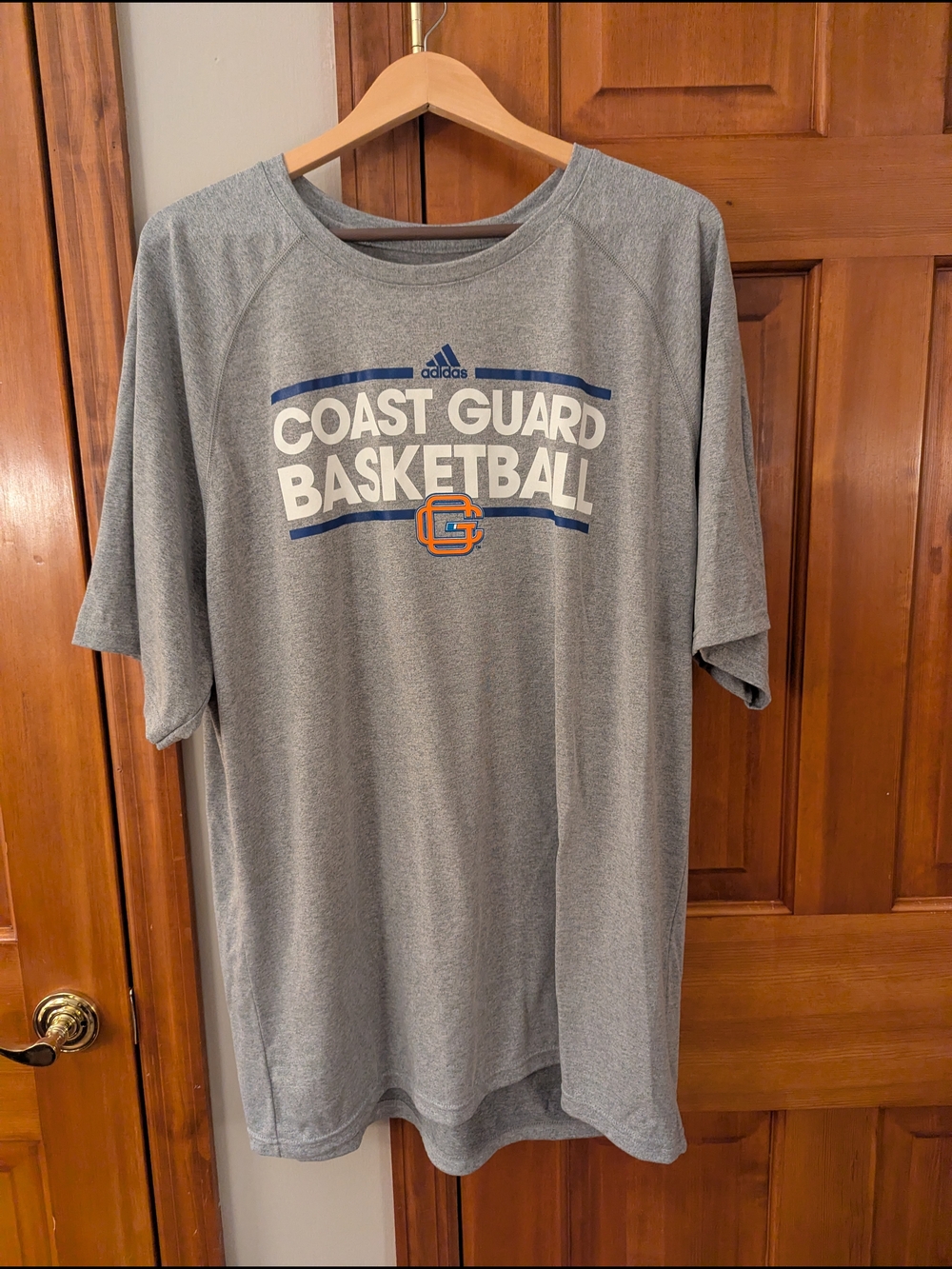 EUC Adidas Grey Coast Guard Basketball Graphic Tee w/ Blue & Orange Accents XXL